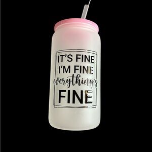 COPY - Frosted Glass Tumbler with straw and straw cleaner